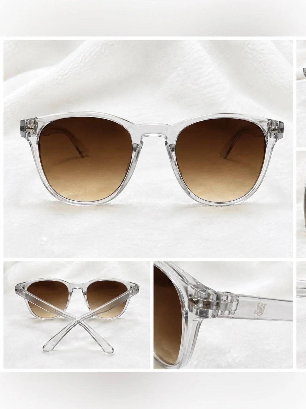 Clear Frame Sunglasses with Brown Gradient Lenses